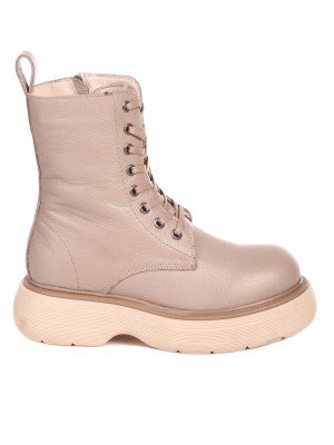 Ежедневни дамски боти на платформа от естествена кожа в бежово Z-1404 BEIGE