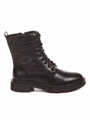 Ежедневни дамски боти от естествена кожа в черно C355-050 BLACK