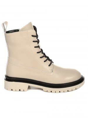 Ежедневни дамски боти от естествена кожа в бежово 2P-22588 beige