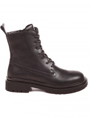 Ежедневни дамски боти от естествена кожа в черно 2P-22588 black