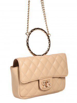 Елегантна дамска чанта от естествена кожа в бежово P20398 beige