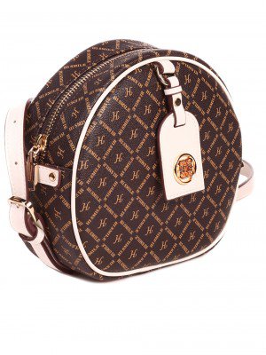 Ежедневна дамска чанта от естествена кожа в кафяво P20533 brown/white