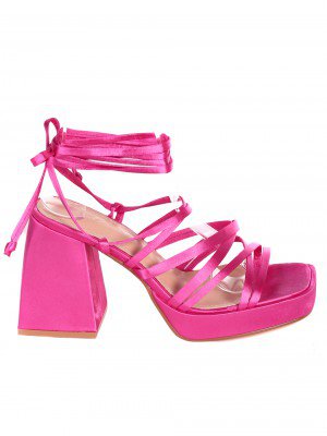 Елегантни дамски сандали с връзки на ток 4M-23012 fuchsia