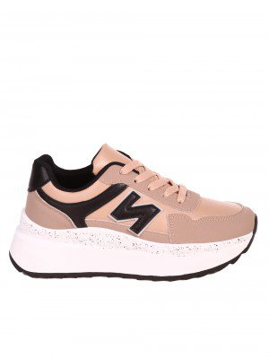 Ежедневни дамски комфортни обувки на платформа 3U-23047 beige