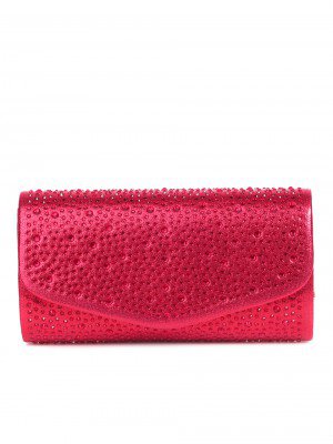 Официална чанта-клъч с декоративни камъни 9AG-23222 red