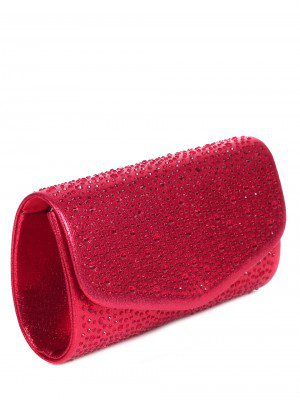 Официална чанта-клъч с декоративни камъни 9AG-23222 red