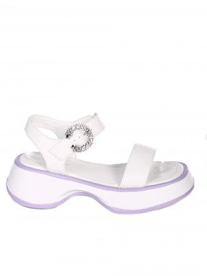 Ежедневни дамски сандали в бяло 4H-23106 white/purple