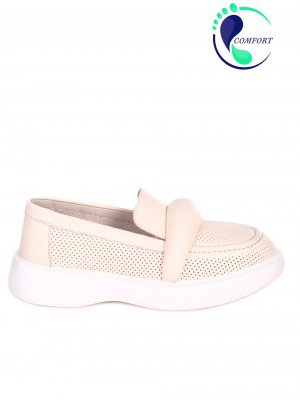 Дамски мокасини от естествена кожа 3AT-23298 beige
