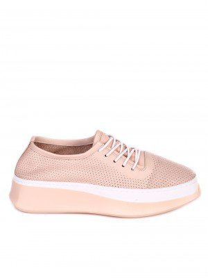Ежедневни дамски комфортни обувки от естествена кожа 3AT-23282 beige