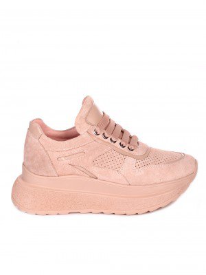 Сникърси от велур и естествена кожа 3AT-23289 beige