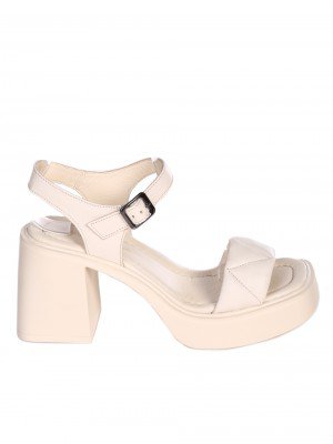 Ежедневни дамски сандали на ток от естествена кожа 4AT-23284 beige