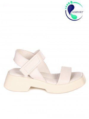 Ежедневни дамски сандали на платформа от естествена кожа 4AT-23285 beige