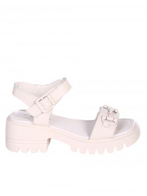 Ежедневни дамски сандали на платформа от естествена кожа 4AF-23170 beige