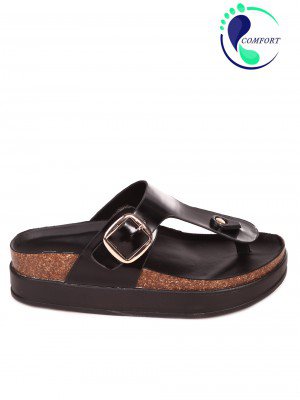 Ежедневни дамски чехли на платформа в черно 5H-23129 black