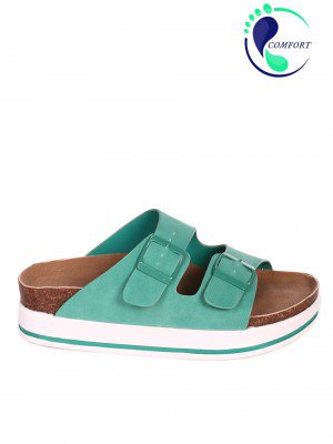 Ежедневни дамски чехли на платформа в зелено 5H-23131 green