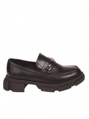 Дамски мокасини в черно 3C-23533 black pu