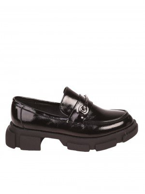 Дамски мокасини в черно 3C-23533 black patent