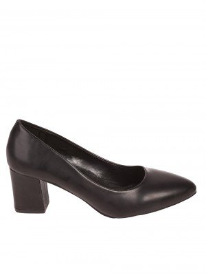 Дамски обувки на ток в черно 3M-23527 black pu
