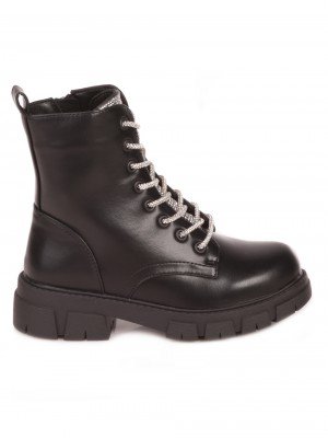 Детски боти в черно с декоративни камъни 19R-23578 black/silver
