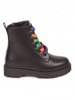 Детски боти в черно с цветни връзки 19R-23581 black