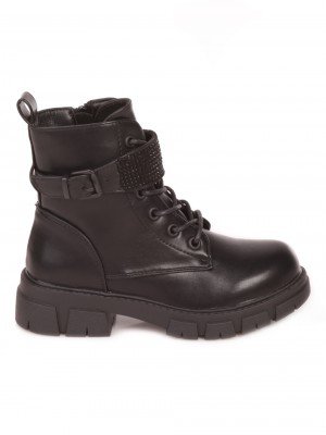 Детски боти с декоративни камъни в черно 19R-23580 black