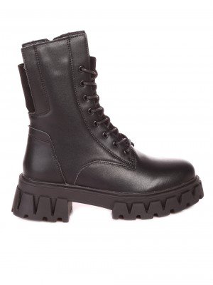 Ежедневни дамски боти от естествена кожа в черно 2AF-23640 black