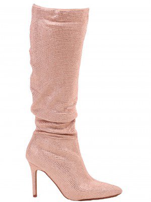 Елегантни дамски ботуши с тънък ток в бежово 1M-23517 beige