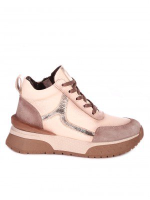 Ежедневни дамски боти от естествена кожа в бежово 3AT-23791 beige
