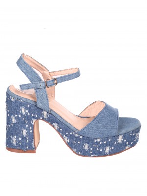 Елегантни дамски сандали в цвят деним 4M-24014 denim