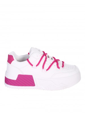 Ежедневни дамски обувки на платформа в бял/фуксия цвят 3U-24072 white/fuchsia