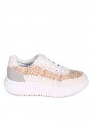 Ежедневни дамски обувки на платформа в бежово 3U-24078 beige