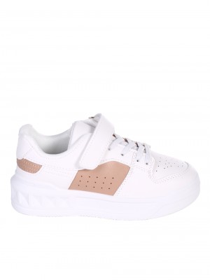 Комфортни детски обувки в бял/бежов цвят 18U-24082 white/beige