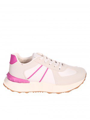 Eжедневни дамски обувки от еко кожа в бял/фуксия цвят 3U-24001 off white/fuchsia