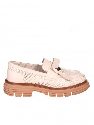  Дамски мокасини от естествена кожа в бежово 3AT-24340 beige