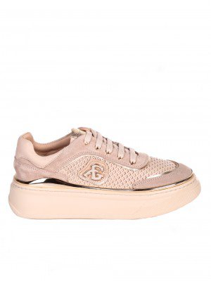 Ежедневни дамски обувки от естествена кожа и велур 3AT-24342 beige