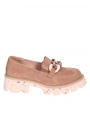 Дамски мокасини от естествен велур в бежово 3AF-24110 beige
