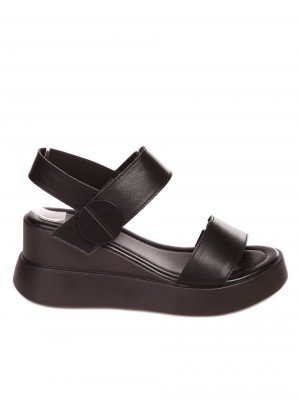 Ежедневни дамски сандали от естествена кожа в черно 4AF-24147 black (23151)