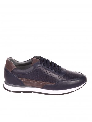 Ежедневни мъжки обувки от естествена кожа 7AT-24363 grey/navy