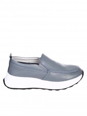 Ежедневни дамски мокасини от естествена кожа в синьо 3AF-24057 dusty blue