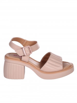 Ежедневни дамски сандали от естествена кожа в бежово 4AF-24060 beige