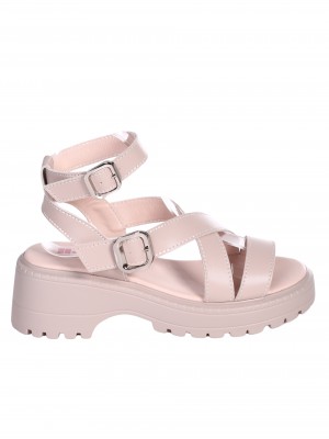 Ежедневни дамски сандали от естествена кожа в бежово 4AF-24162 dark beige