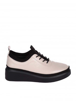 Ежедневни дамски обувки от естествена кожа в бежово 3AF-24177 beige