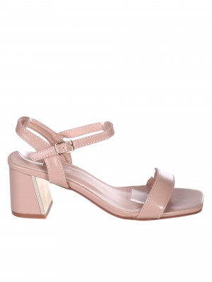 Ежедневни дамски сандали на ток в бежово 4M-24019 beige