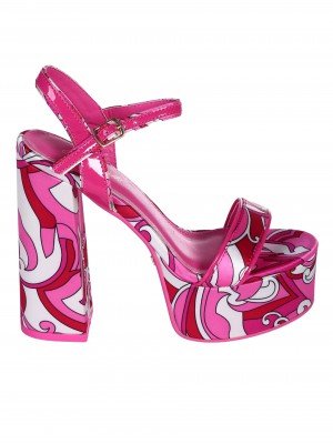 Елегантни дамски сандали на ток в цвят фуксия 4M-24207 fuchsia
