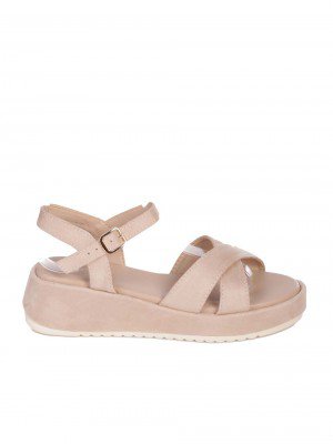 Ежедневни дамски сандали на платформа в бежово  4H-24198 beige