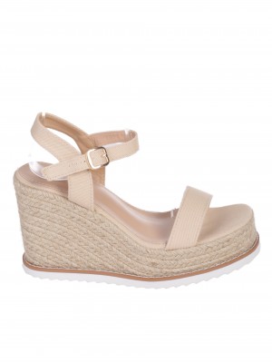 Ежедневни дамски сандали на платформа в бежово 4H-24201 beige