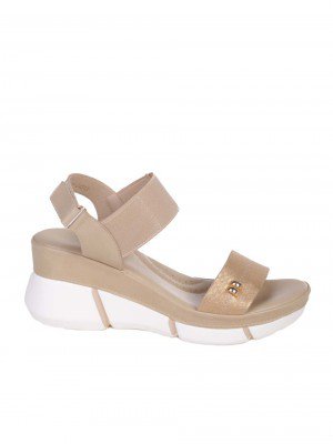 Ежедневни дамски сандали на платформа в бежово 4H-24313 beige