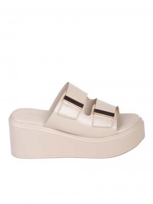 Ежедневни дамски чехли на платформа в бежово 5H-24321 beige