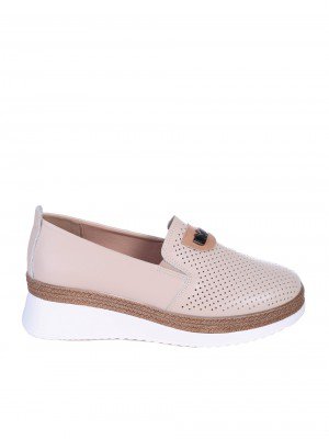Ежедневни дамски обувки от естествена кожа в бежово 3AF-25041 beige
