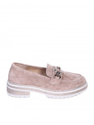 Ежедневни дамски обувки от естествен велур в бежово 3AF-25045 beige